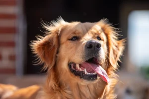 Portrait de Toscane, femme golden retriever de l'élevage du cœur de flandre
